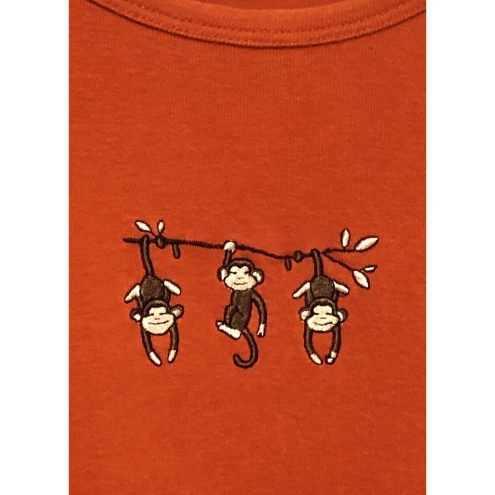 Energie Vintage VTG Orange Long Sleeve Shirt Top Monkey/s Hanging 2X Y2K Teacher